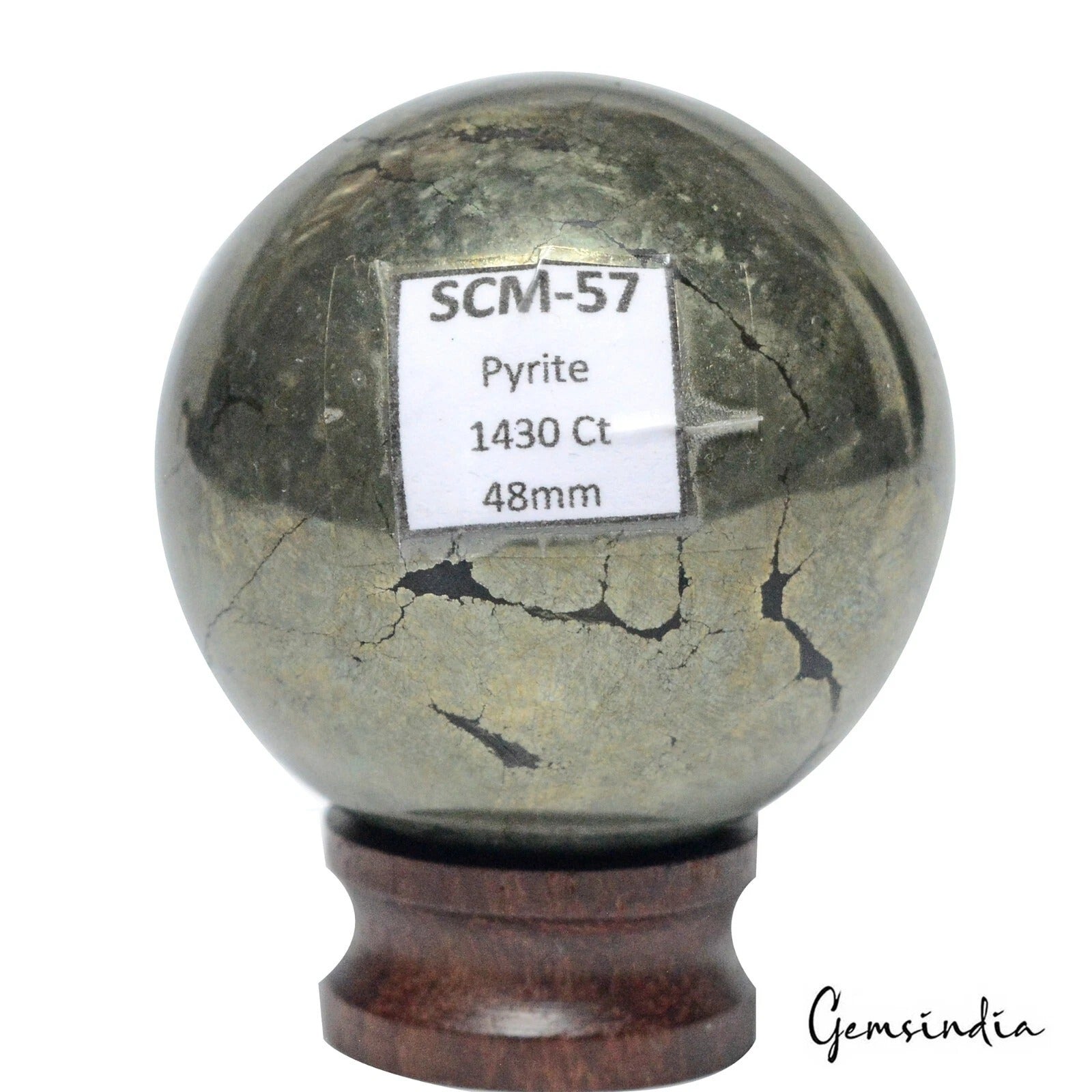 Pyrite Sphere, Untreated, Golden — 1.8 Inch in diameter, 1430 Ct