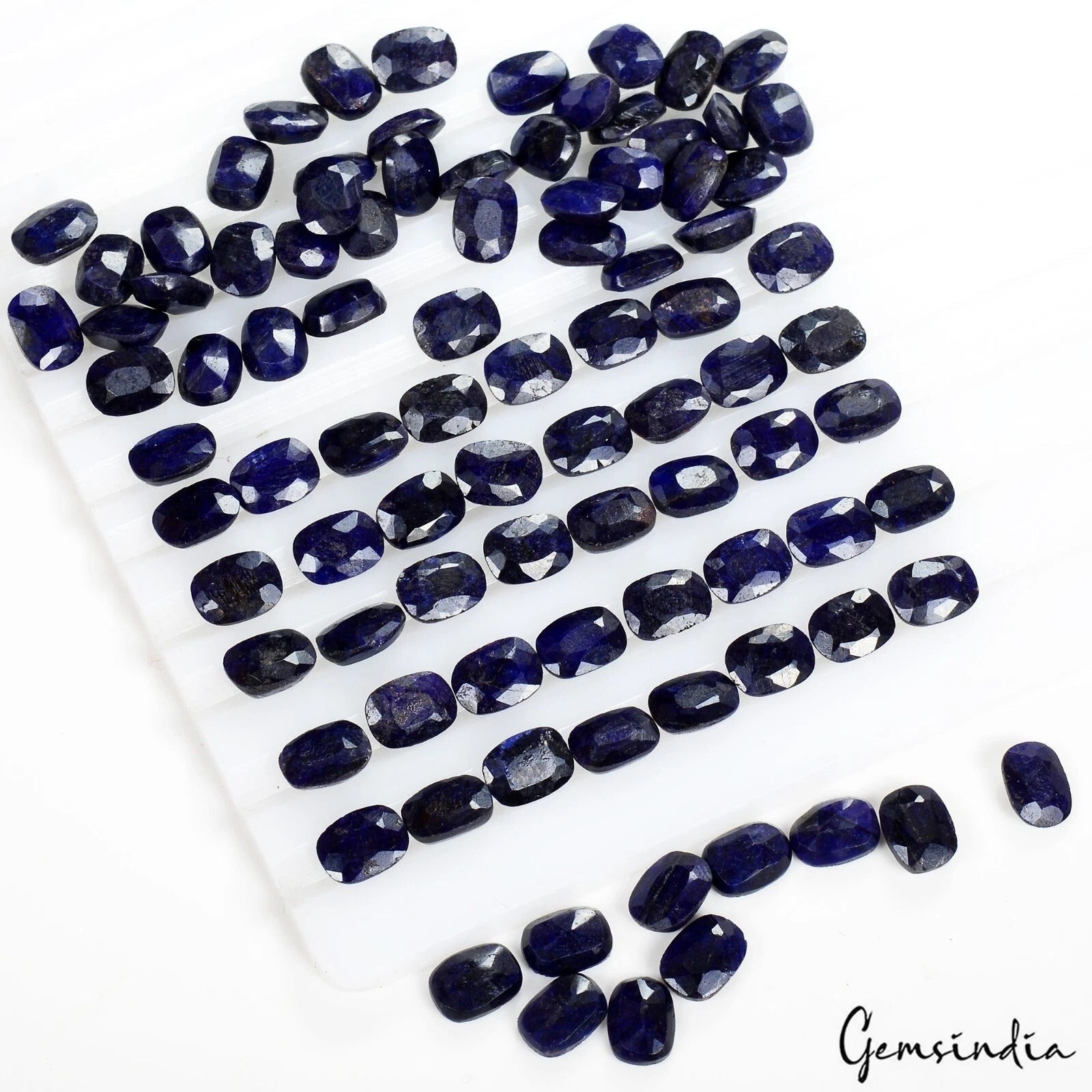 161.50 Cts/92 Pcs Natural Blue Sapphire Cushion Calibrated 8x6mm Loose Gems Lot