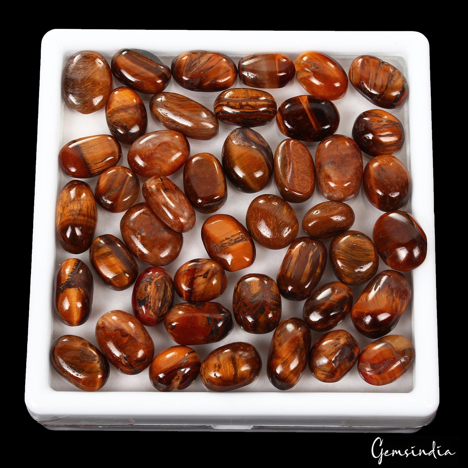 270.00 Ct Natural Red Yellow Tiger Eye Mix Cab Wholesale Loose Gems Lot 43 Pcs