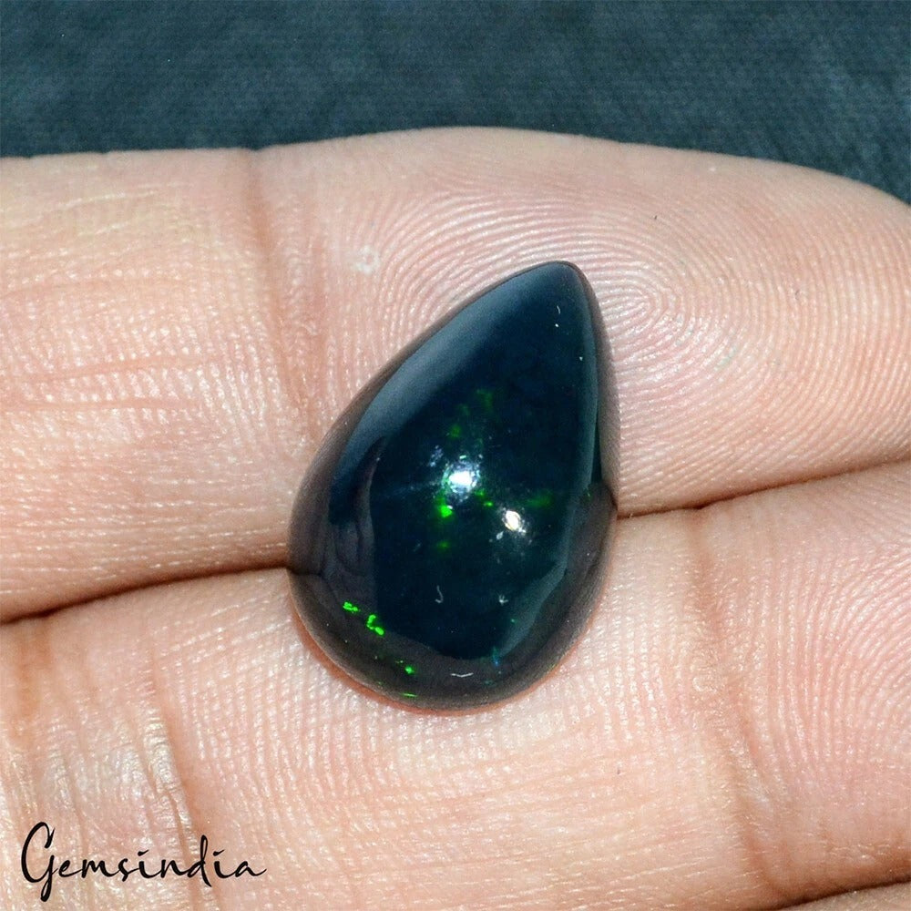 Opal Cabochon, Untreated, Black — 18x12x8 mm, 7.15 Ct, Ethiopia