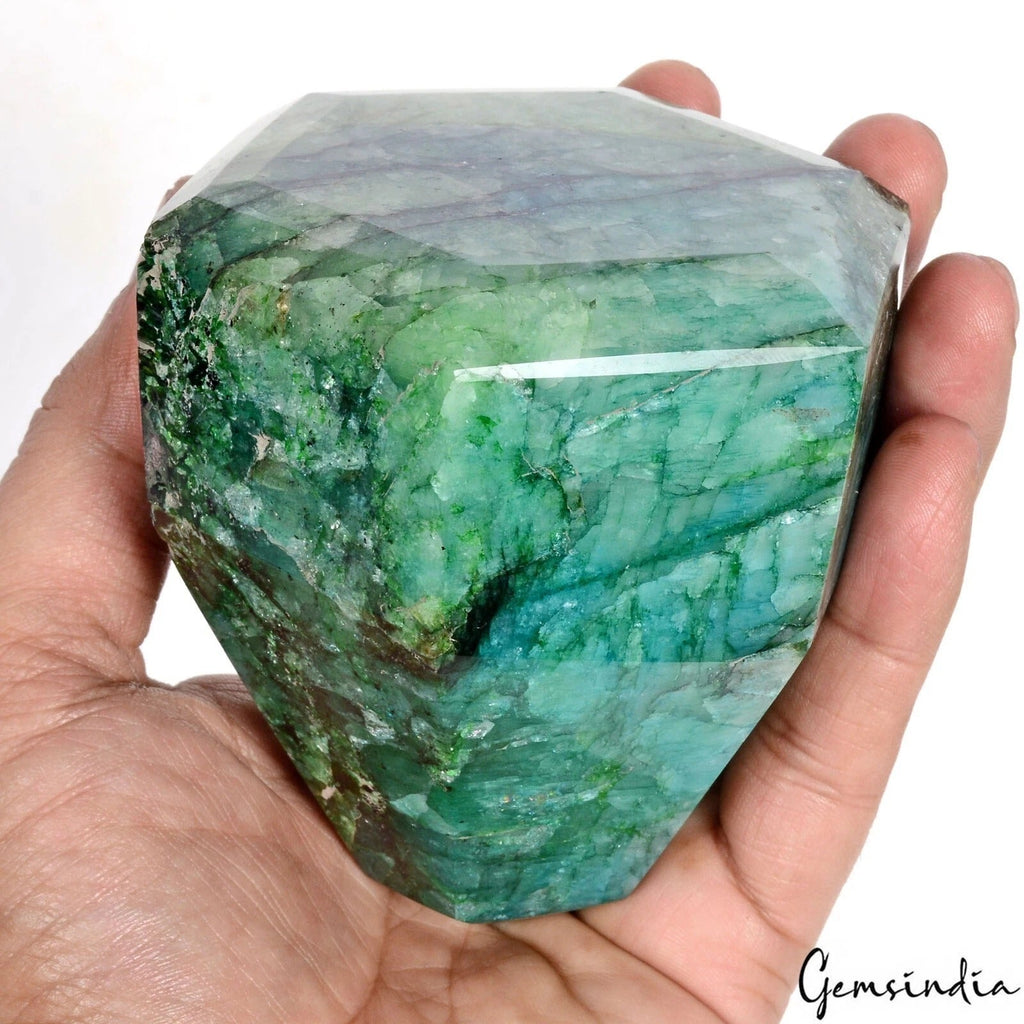 4400 Ct Natural Green Brazilian Emerald Silver Shine Hexagon Cut Earth Loose Gem