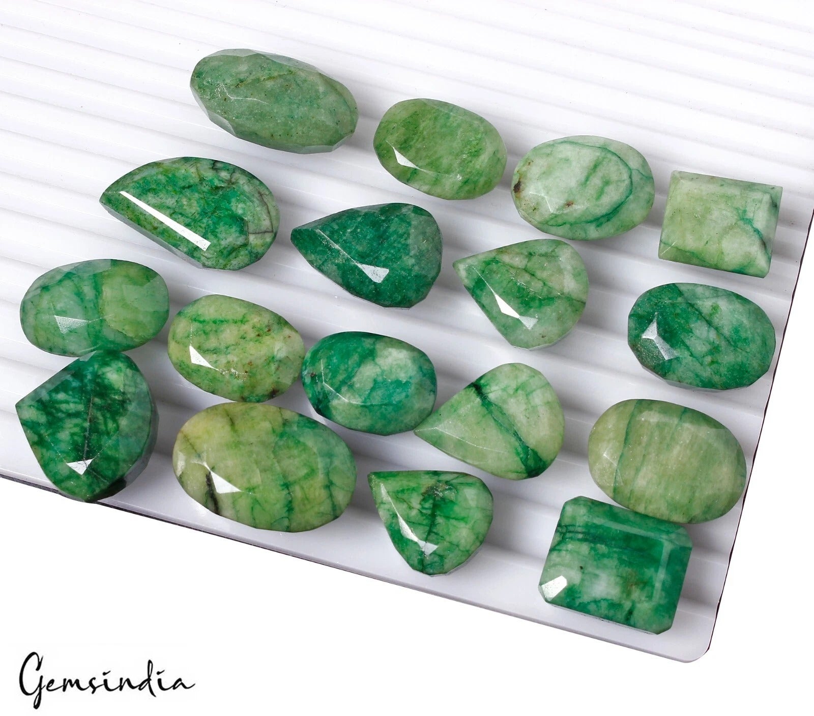 700 Ct Natural Brazilian Green Emerald Mix Cut Loose Earth Mined Gemstone~17 Pcs