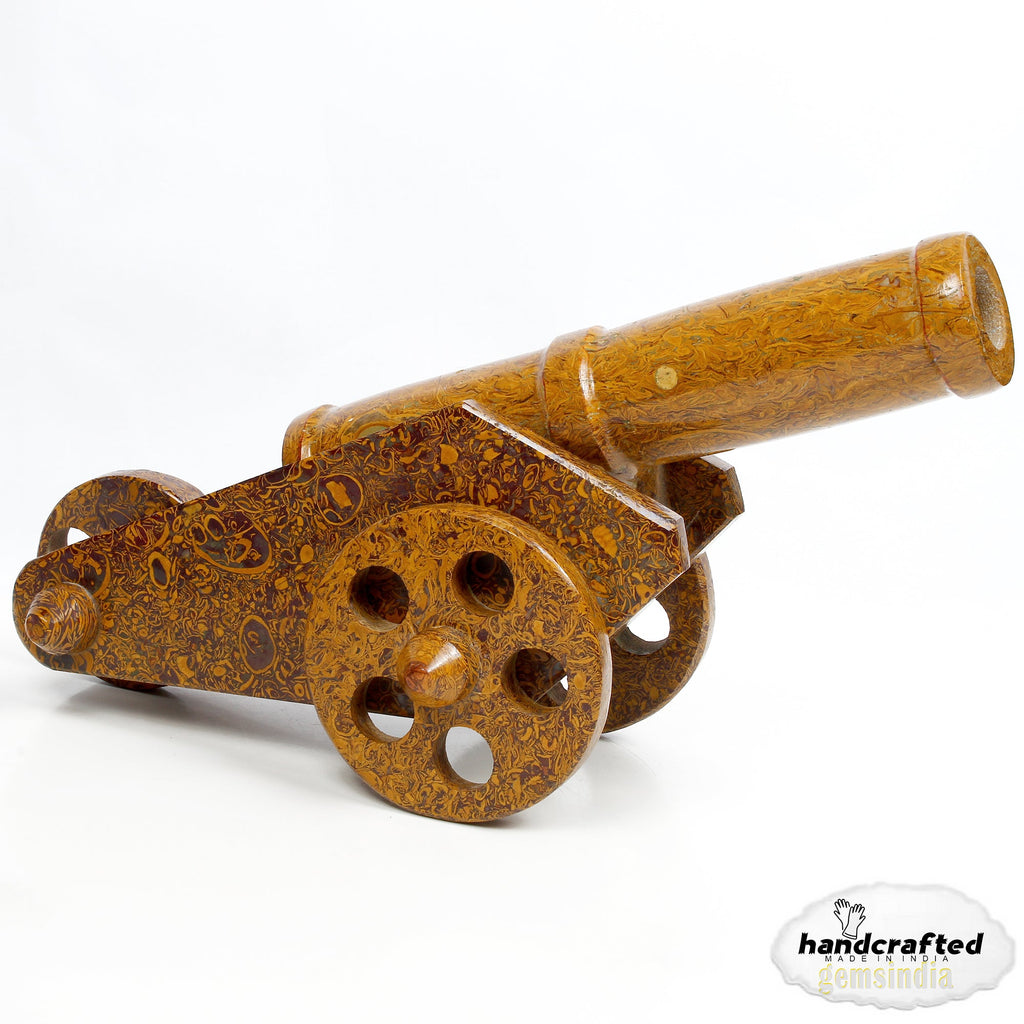 1.64 Kilo Natural Marium Jasper Gemstone Antique Cannon Barrel Hand Carved Model