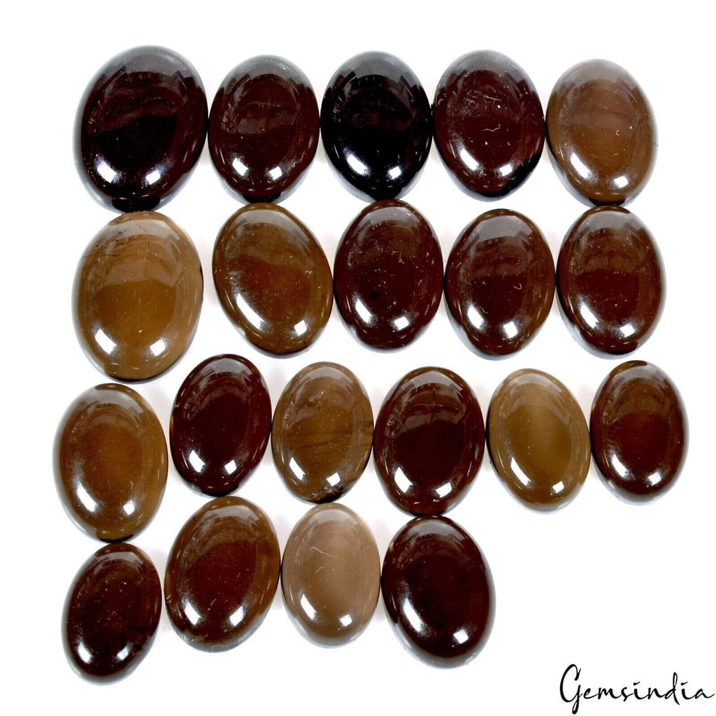 20 Pcs Natural Untreated Brown Smoky Quartz Oval Cabochon 12-15mm Loose Jewelry