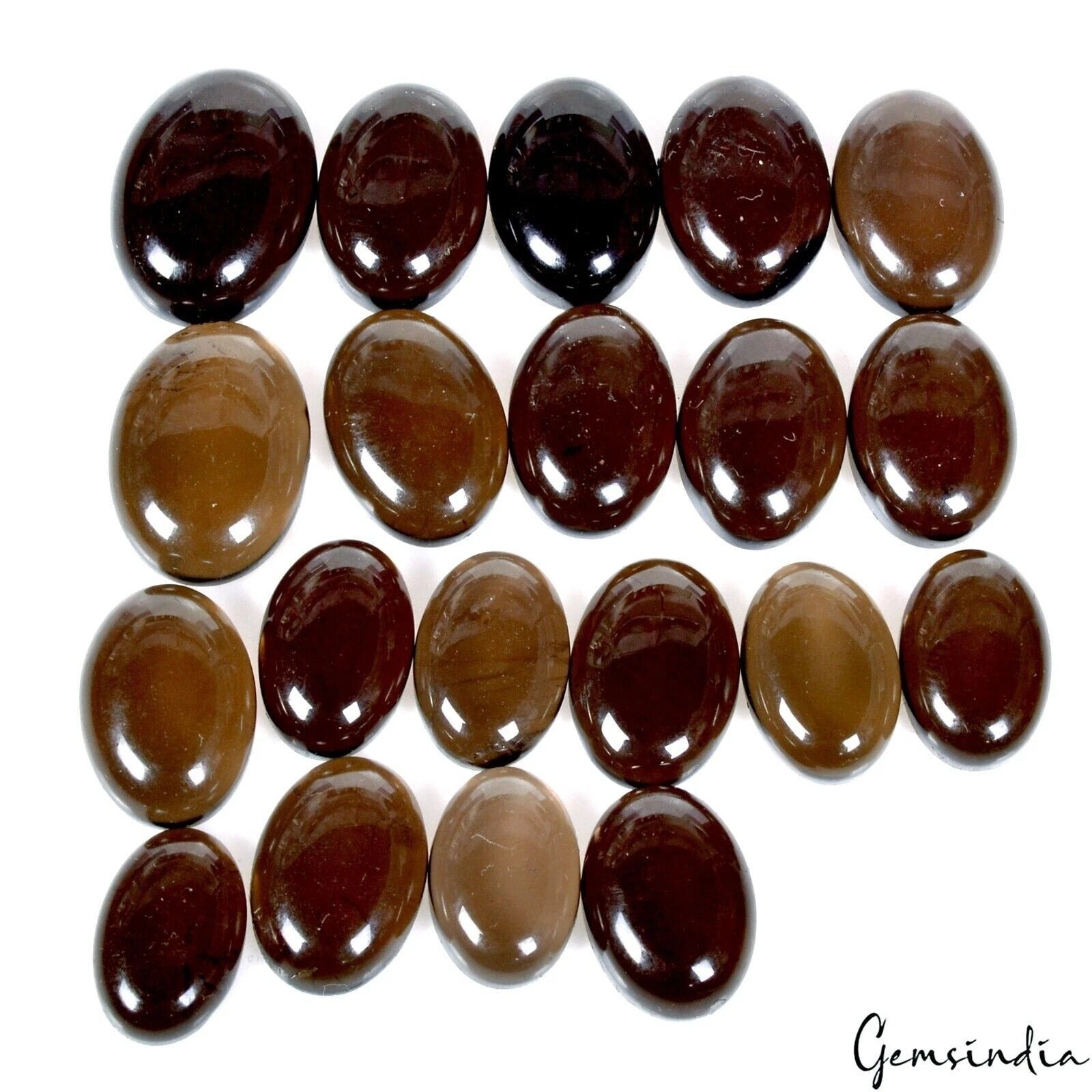 20 Pcs Natural Untreated Brown Smoky Quartz Oval Cabochon 12-15mm Loose Jewelry