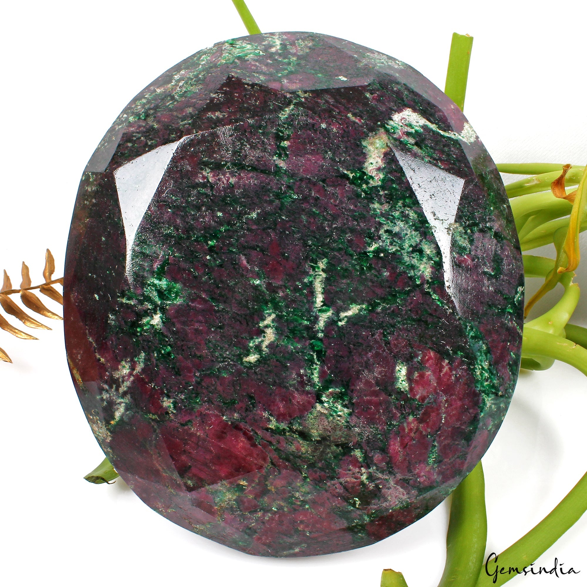 Large 4.4 Kg Natural Huge Green Red Ruby Zoisite Oval Faceted Untreated Gemstone