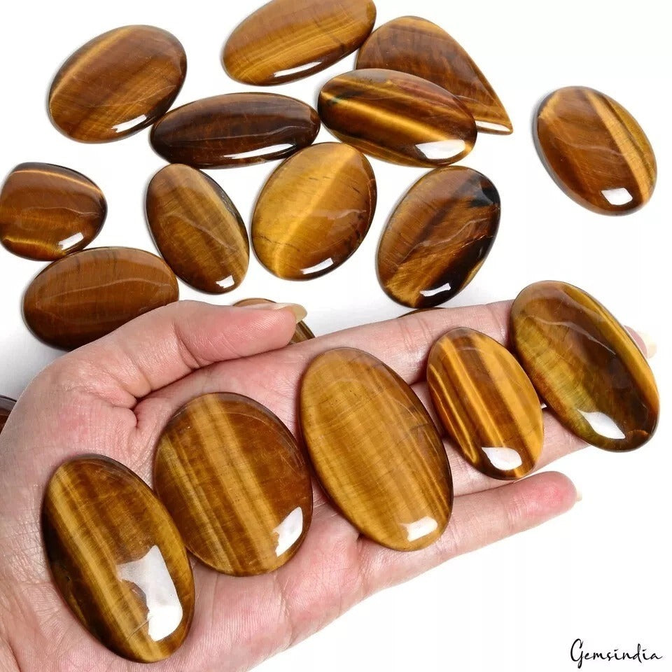 1500 Ct/21 Pcs Natural Untreated Yellow Tiger's Eye Mix Cab Loose Wholesale Gems