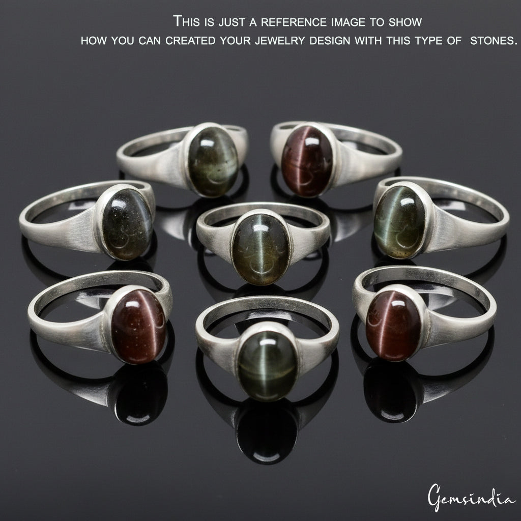 Rare Spectrolite Cats Eye Gemstone Oval & Round Cabochon 7-11mm 81.90 Ct 35 Pcs