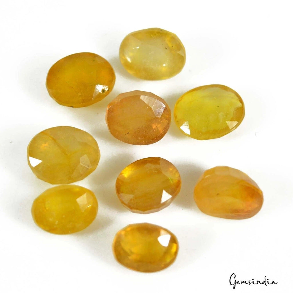 31.30 Cts/9 Pcs Natural Untreated Ceylon Yellow Sapphire (Pukhraj) Oval Cut Gems