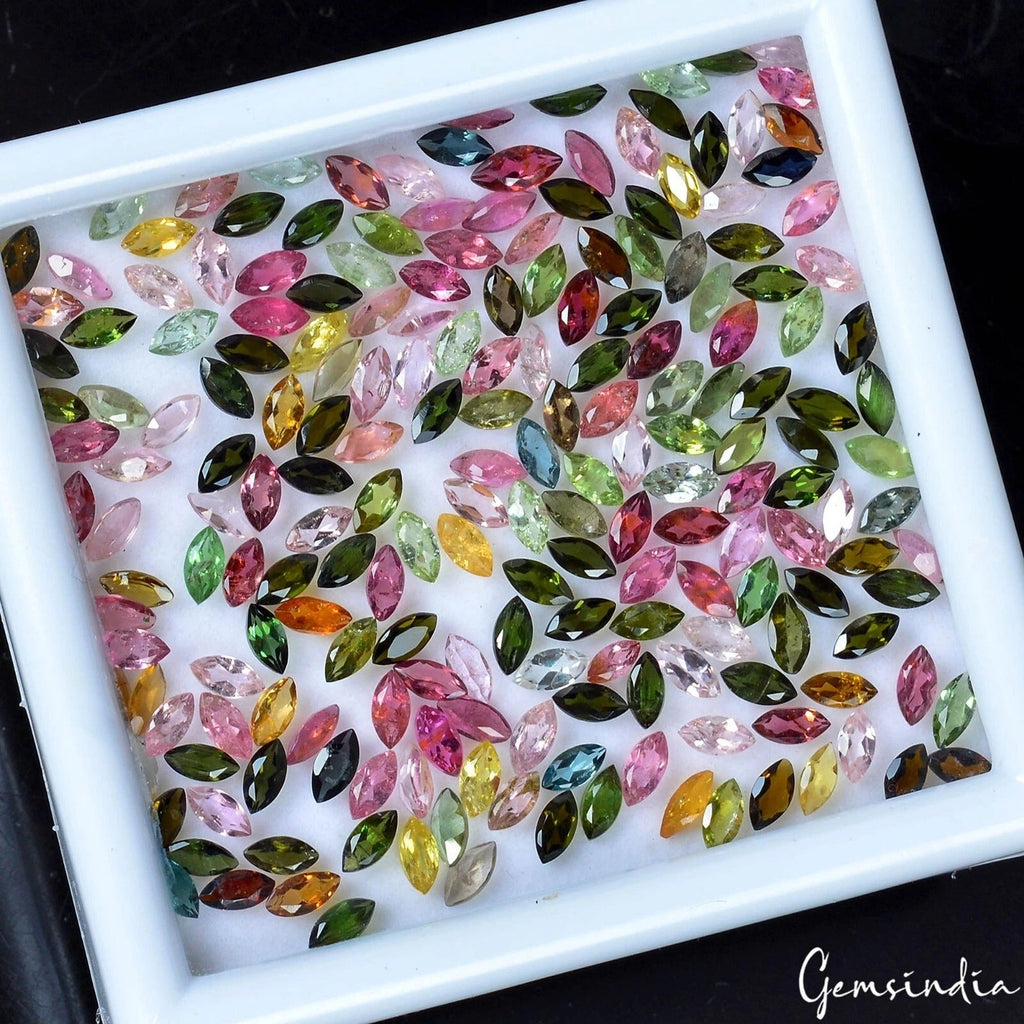28.50 Ct/200 Pcs Natural Multi Color Tourmaline Marquise Calibrated 5x2.5mm Gems