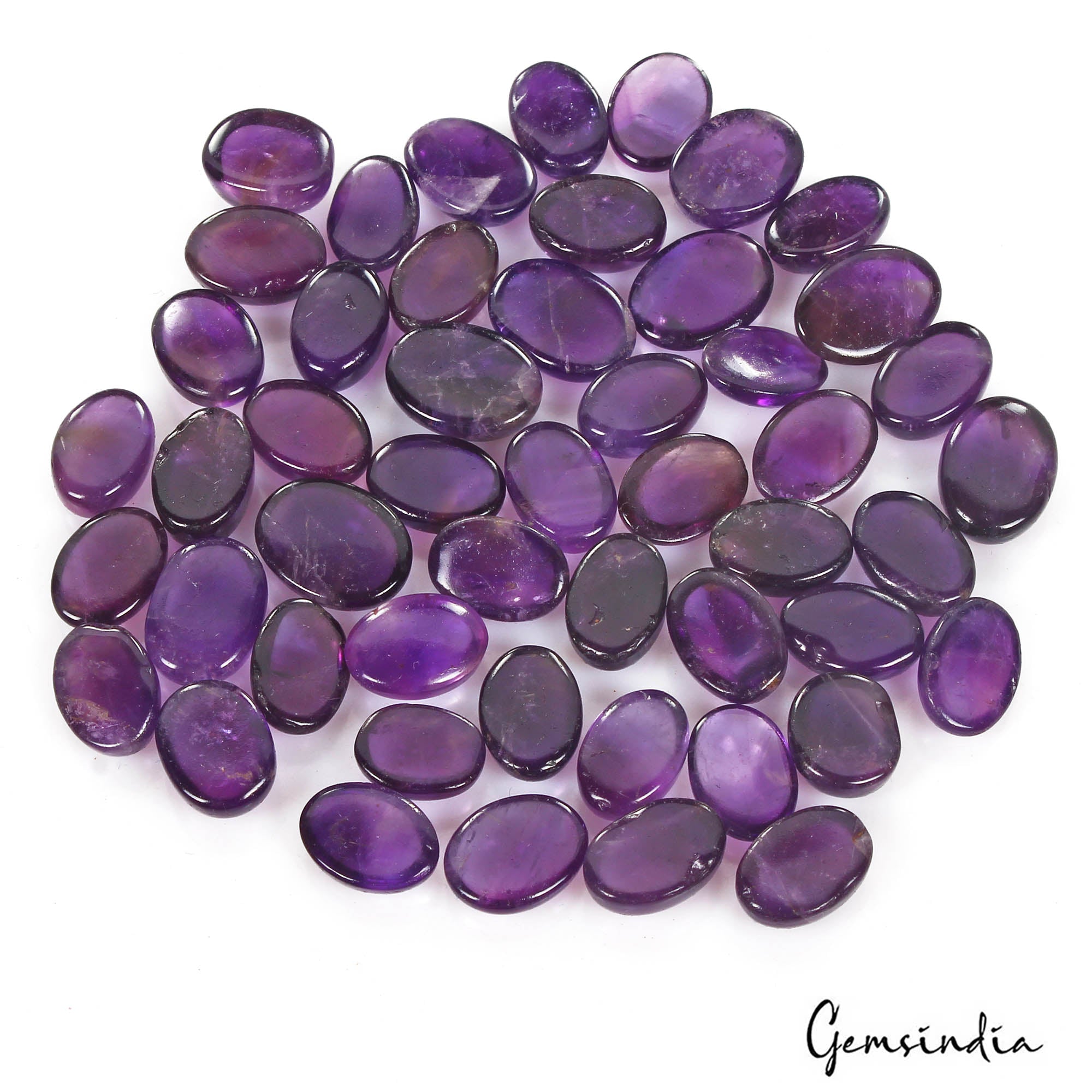 310 Cts/50 Pcs Natural Untreated Purple Amethyst Oval Cab Loose Gems For Jewelry
