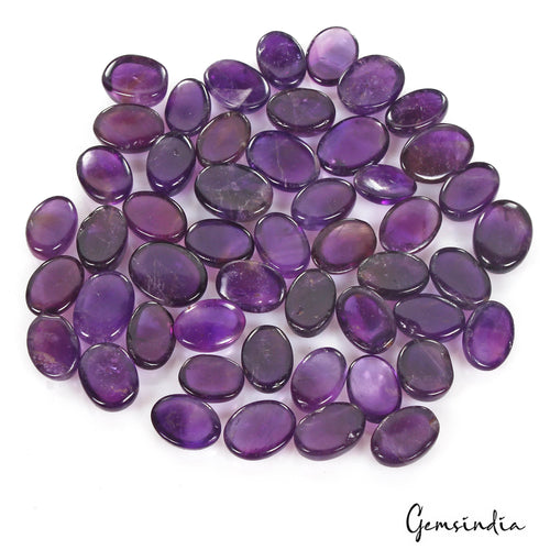 Amethyst Cabochon, Untreated, Purple — 12mm to 16mm, 310 Ct, Brazil