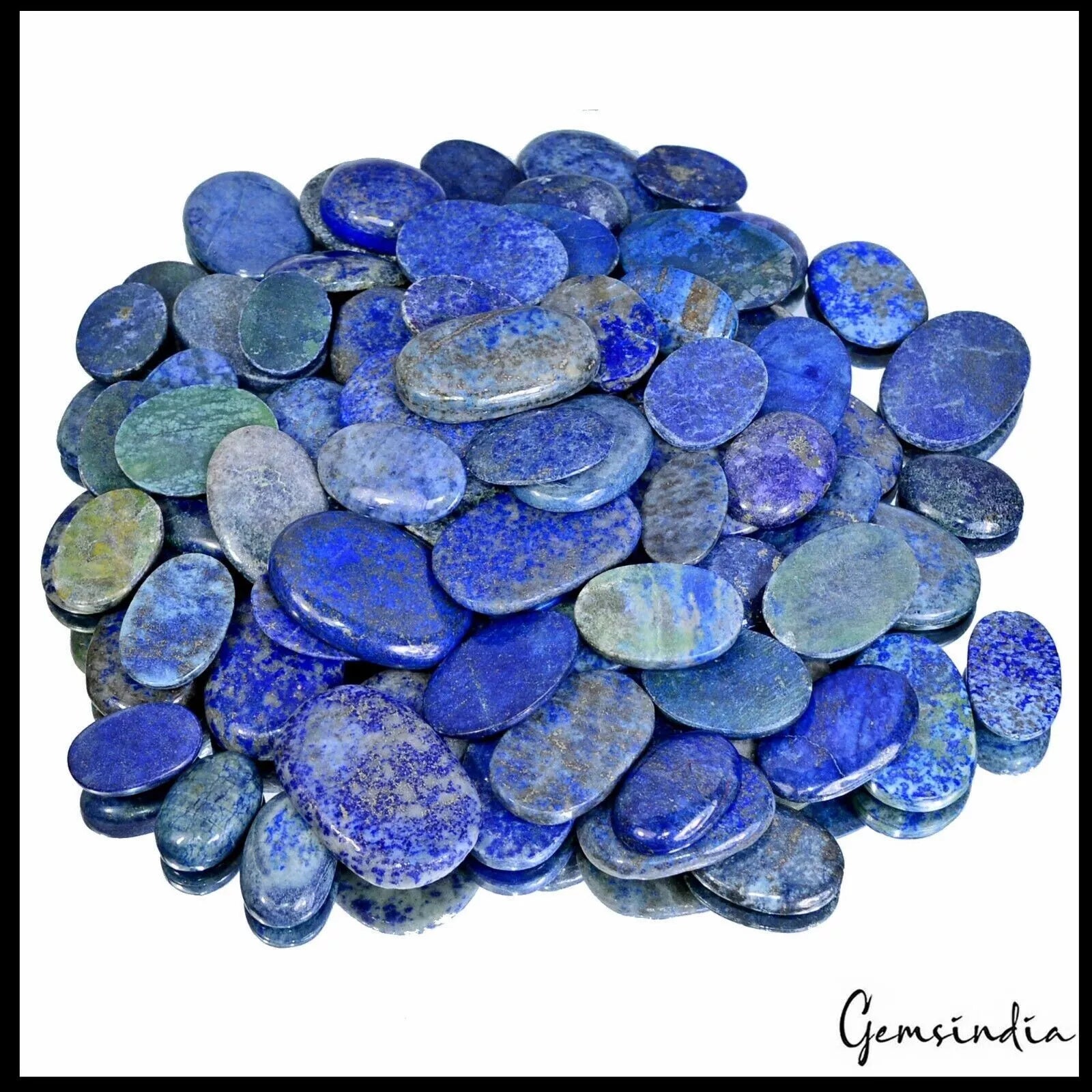 1.2 Kg Natural Blue Lapis Lazuli Oval Cabochon Loose 28- 55mm Gemstone Wholesale