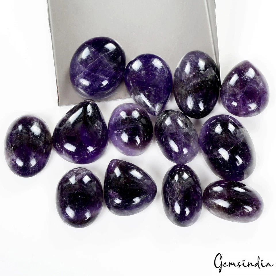 570 Cts Natural Rich Purple Amethyst Mix Cabochon Loose 24-52mm Gemstones~13 Pcs