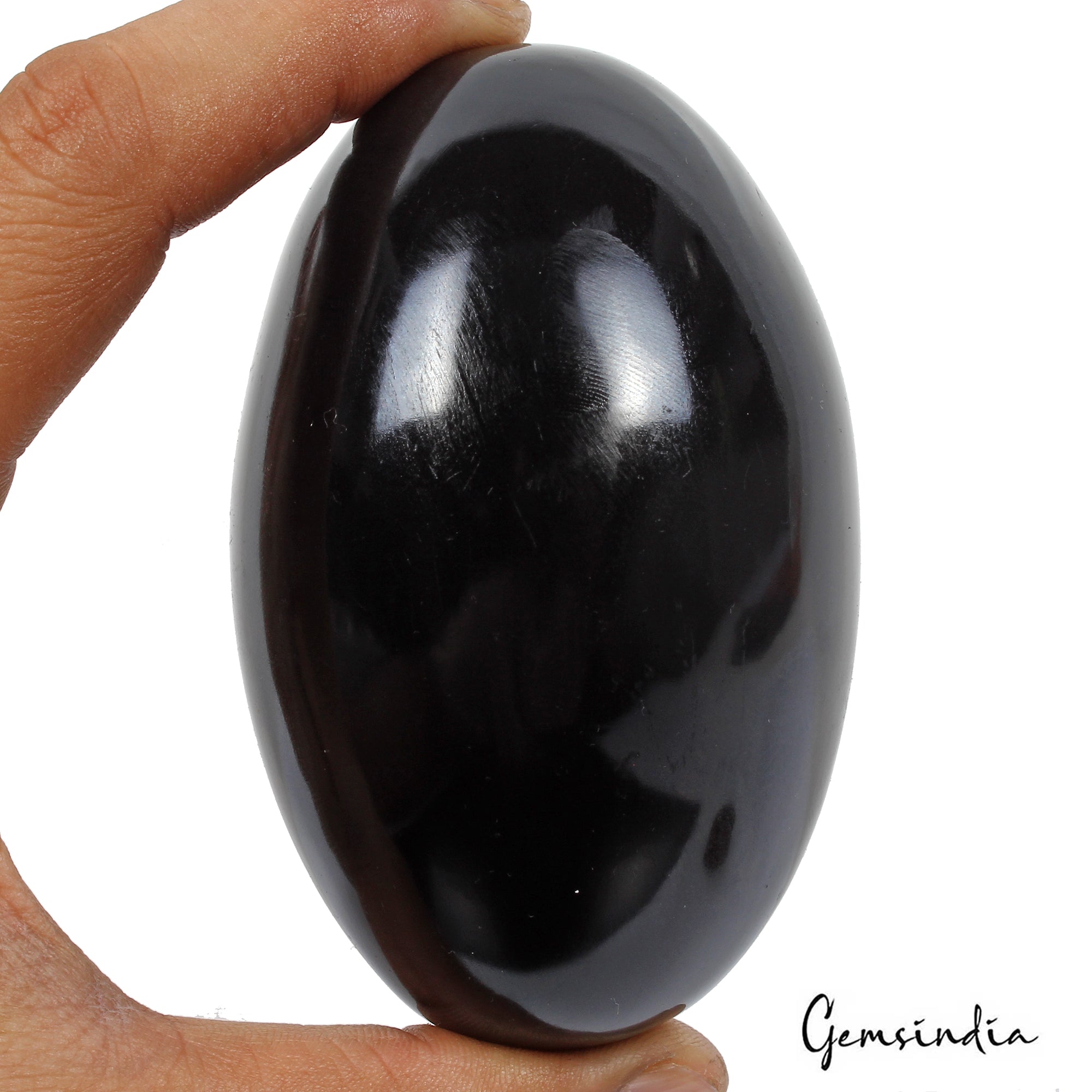 2700 Ct Natural Untreated Black Obsidian Oval Shape Egg Mineral Gems With Stand