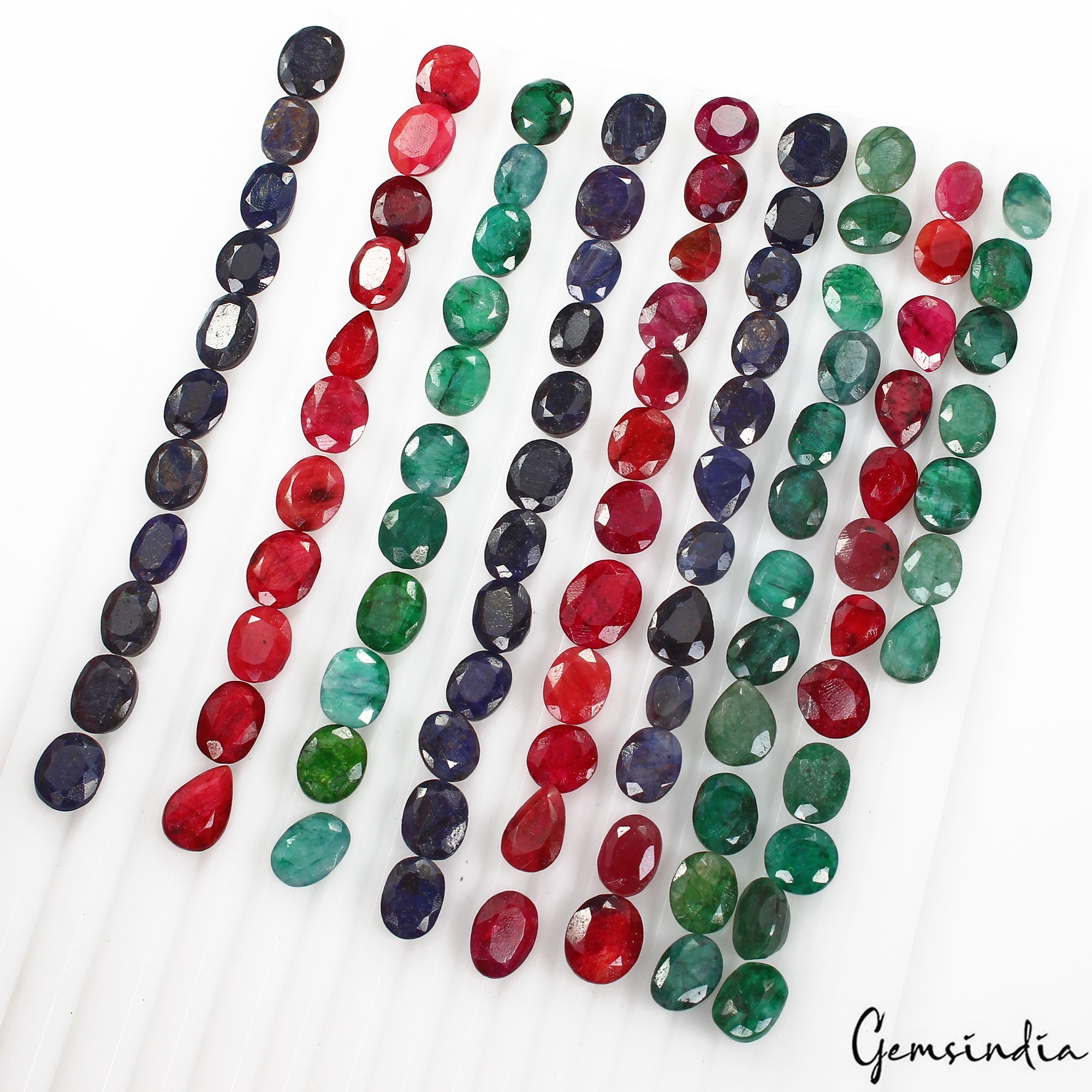 400 Ct/100 Pc Natural Multi Color Emerald Ruby Sapphire Mix Cut Gems For Jewelry