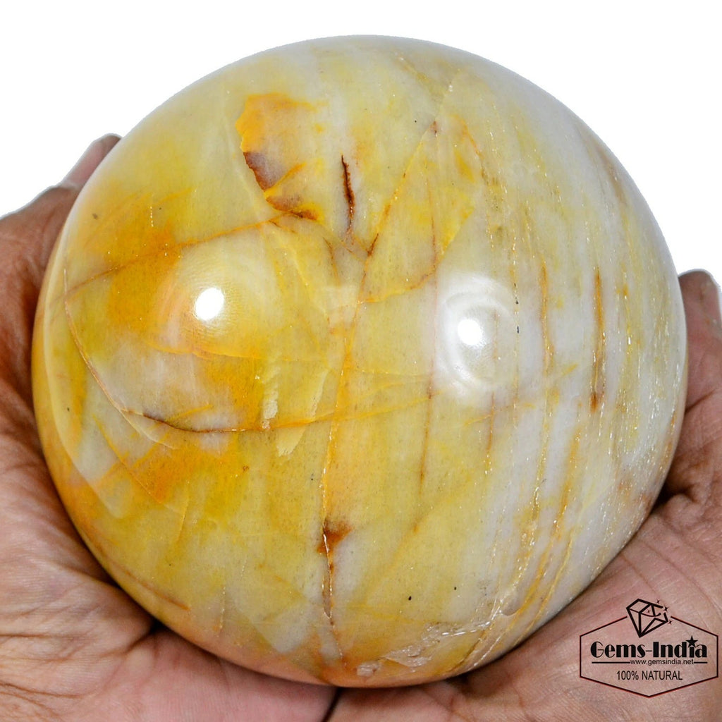 Yellow Aventurine Sphere, Untreated — 4.5" in diameter, 2.060 Kg (10300 Ct), Madagascar
