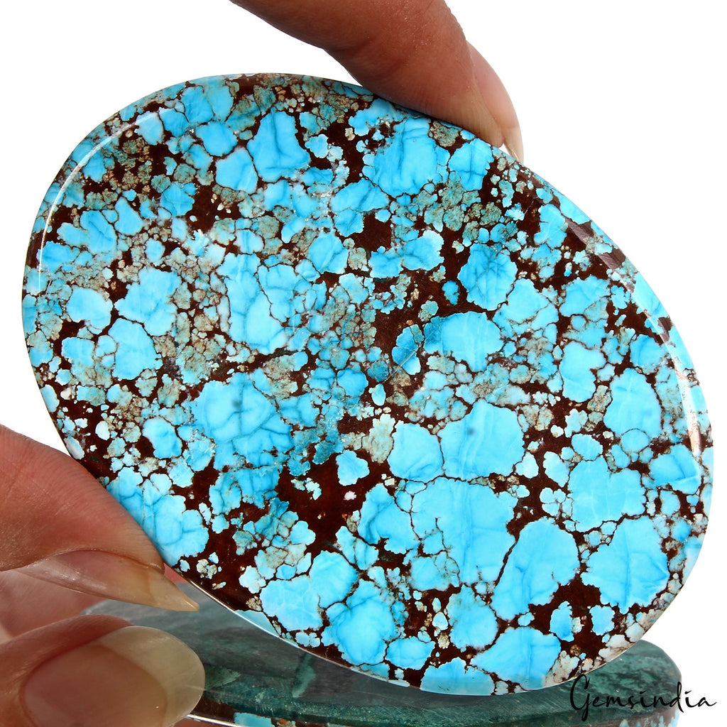 270 Ct Blue Spiderweb Turquoise Oval Cabochon Arizona Loose Huge Gems From US