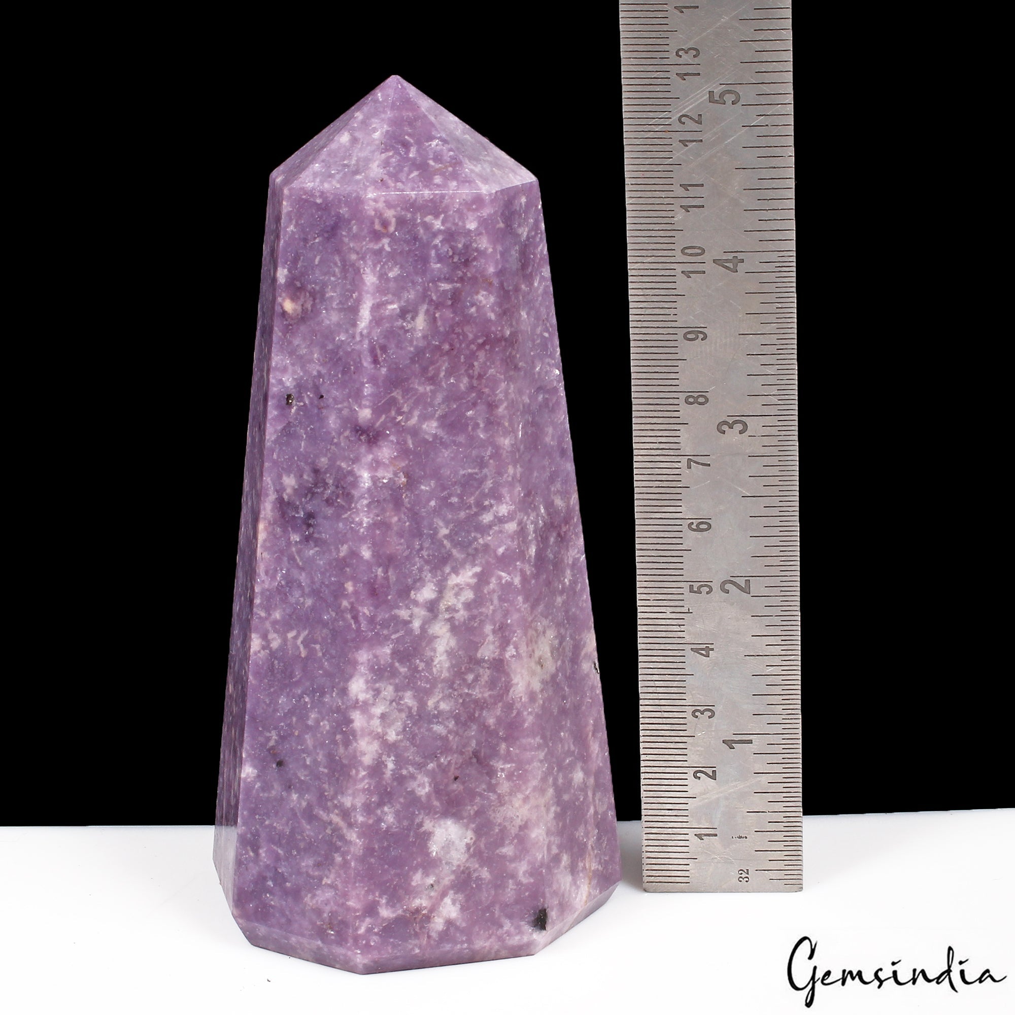650 Gram Natural Untreated Purple Lepidolite Obelisk Crystal Wand Point Tower 5"