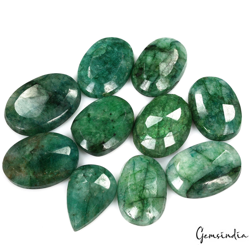 Certified 560 Ct/10Pcs Natural Zambian Green Emerald Mix Cut Loose Gemstones Lot