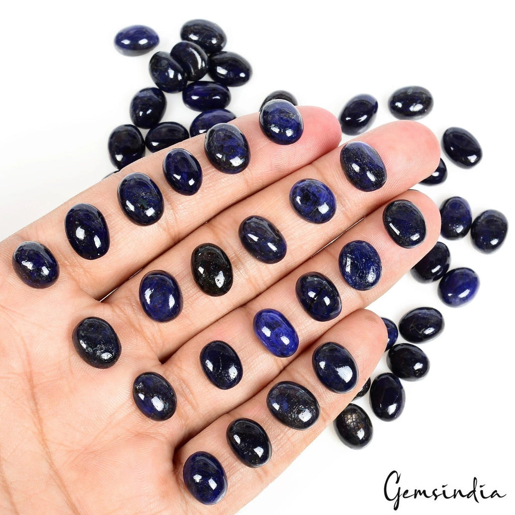 300 Ct/50 Pcs Natural African Dark Blue Sapphire Oval Cab Loose Gems For Jewelry