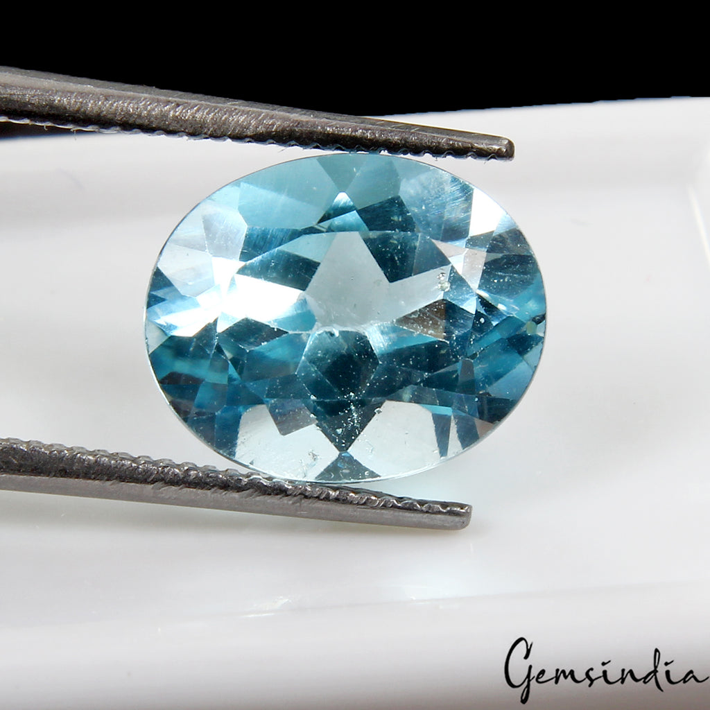 Blue Topaz Loose Gemstone, Untreated, Sky Blue — 10x8x6mm, 4.70 Ct