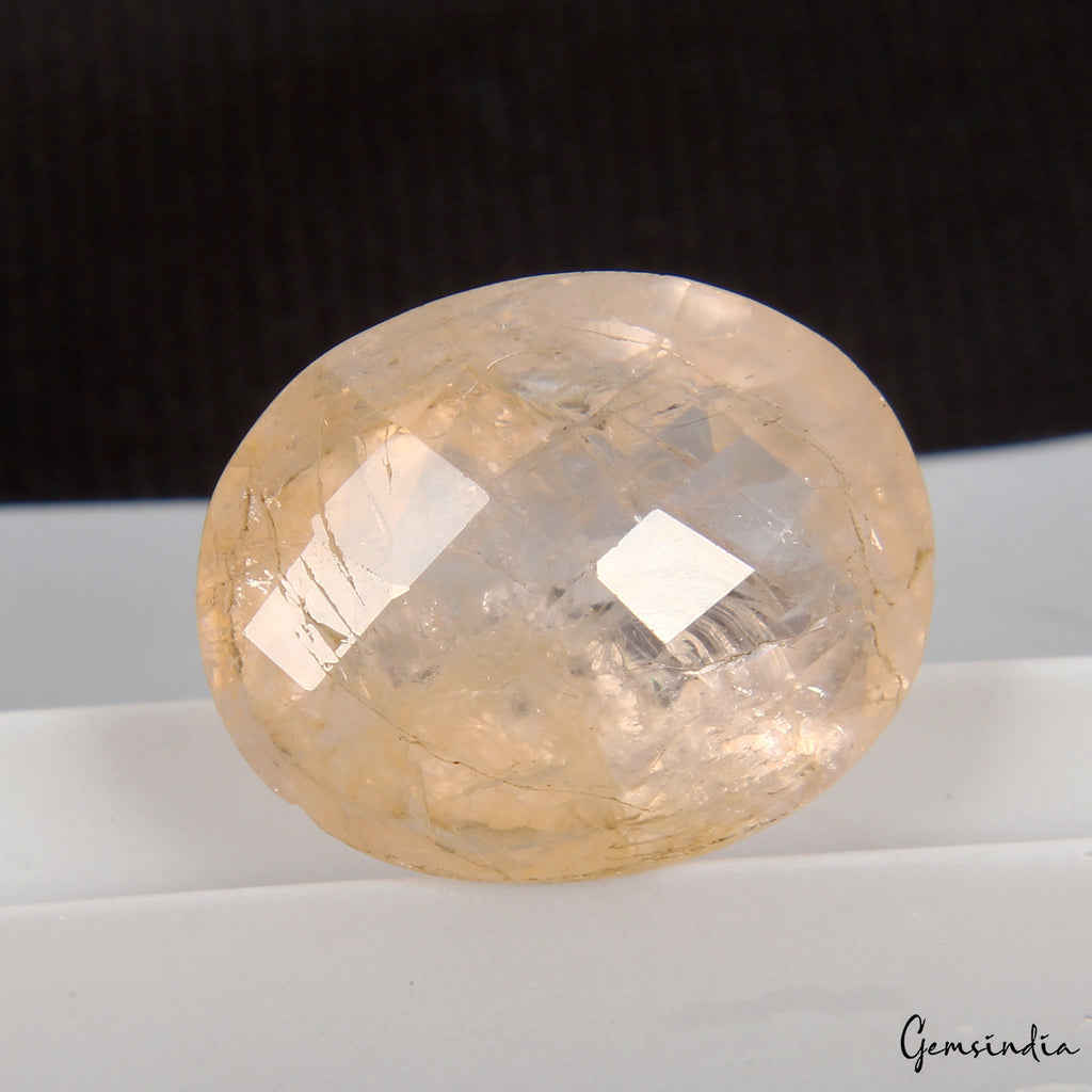 Morganite Loose Gemstone, Oval Checker Cut, Untreated — 17x13x9mm, 11.50 Ct, Brazil