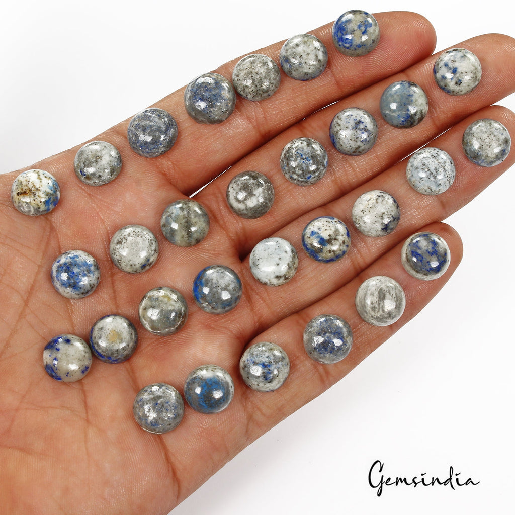 178.40 Ct/30 Pcs Natural Blue Gray Lapis Lazuli Round Loose Cab Gems For Jewelry