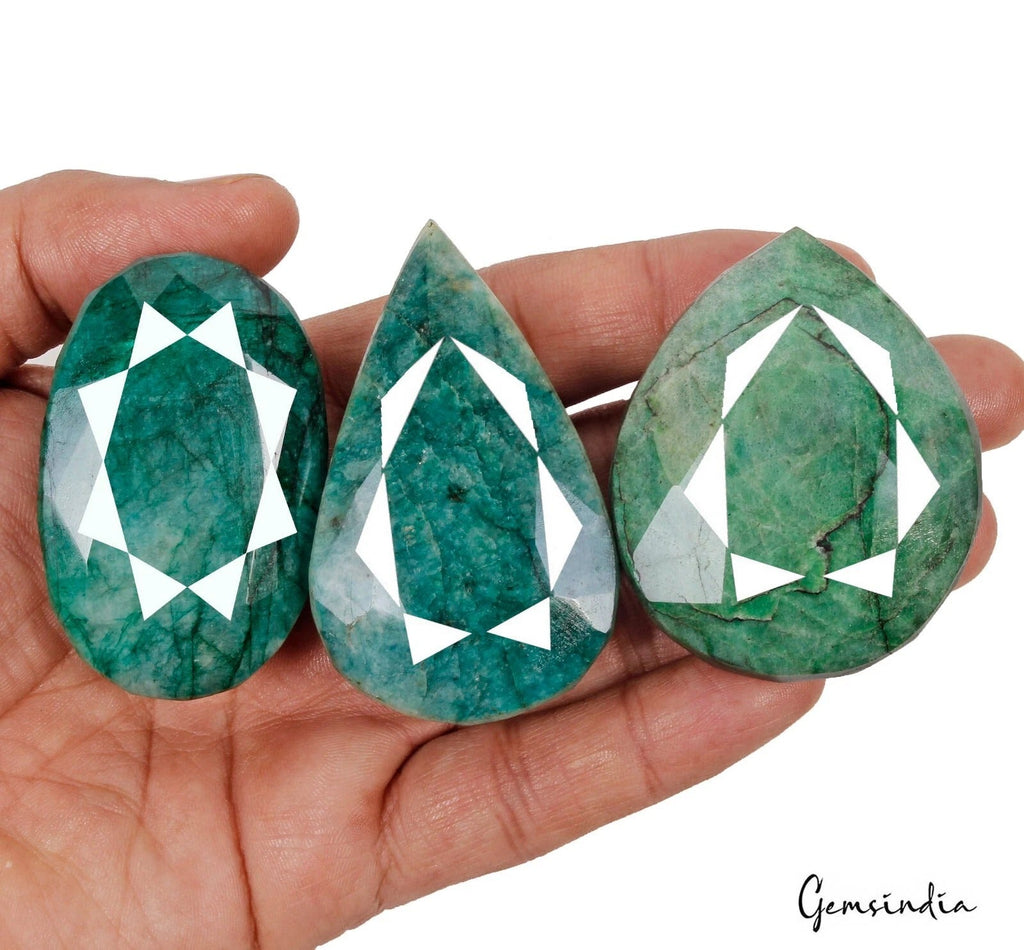 1100 Cts Natural Green Brazilian Emerald Mix Faceted Cut Earth Mined Loose Gems