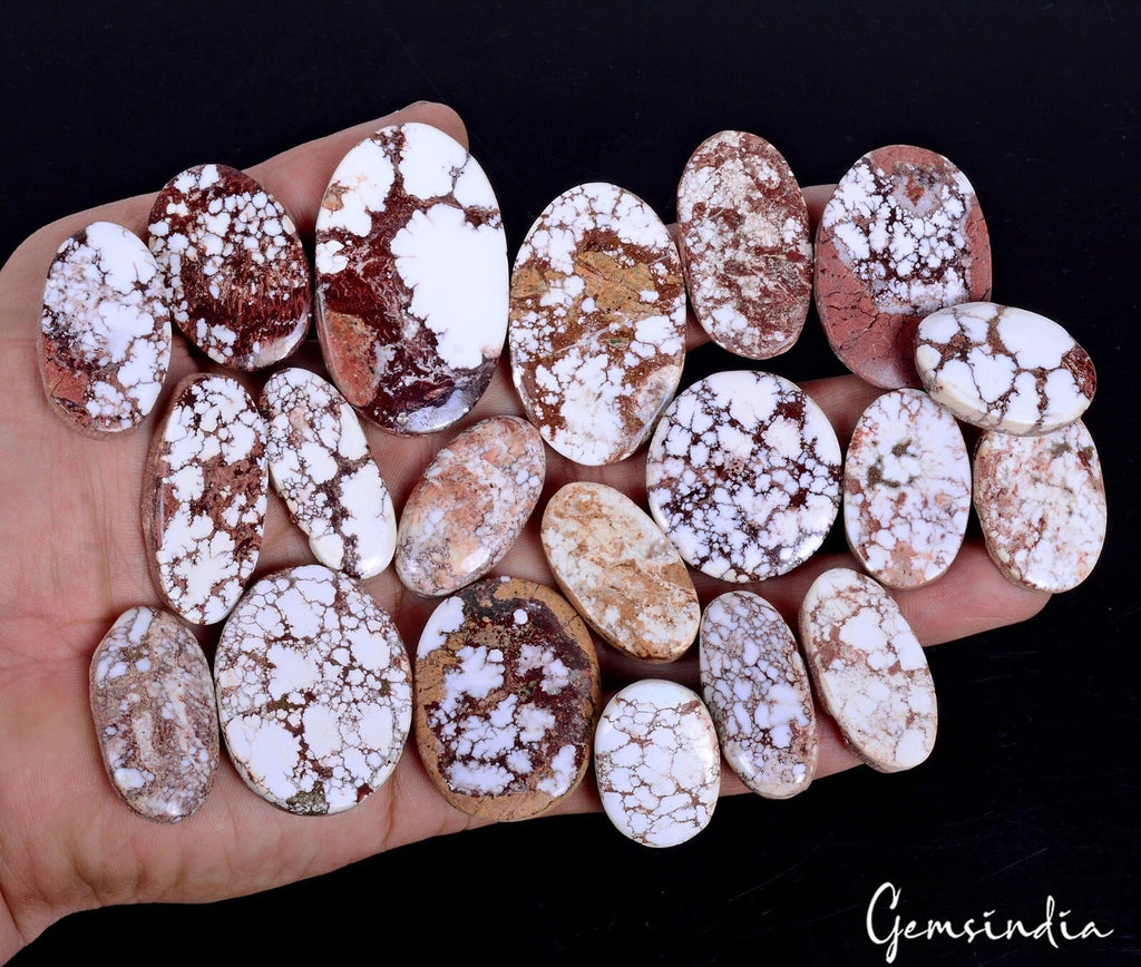 800 Cts/20 Pcs Natural Untreated White Buffalo Turquoise Oval Cab Wholesale Gems