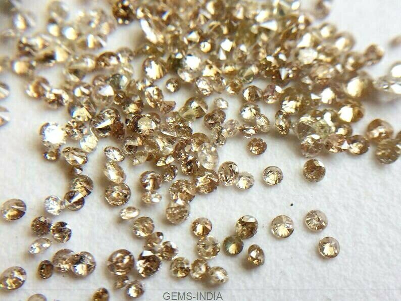 10 Pc Champagne Brilliant Cut Faceted Round Natural Diamonds Solitaire 1.2-1.7mm