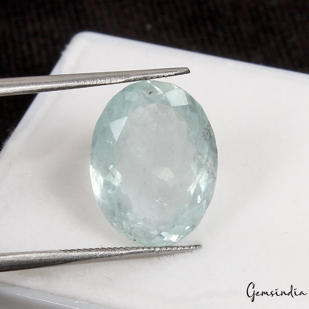 Aquamarine Loose Gemstone, Untreated, Blue — 16x12x8mm, 14 Ct