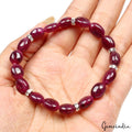 A++ Dark Red Ruby Smooth Oval Beaded Stretchable Bracelet Jewelry 6.5" For Women