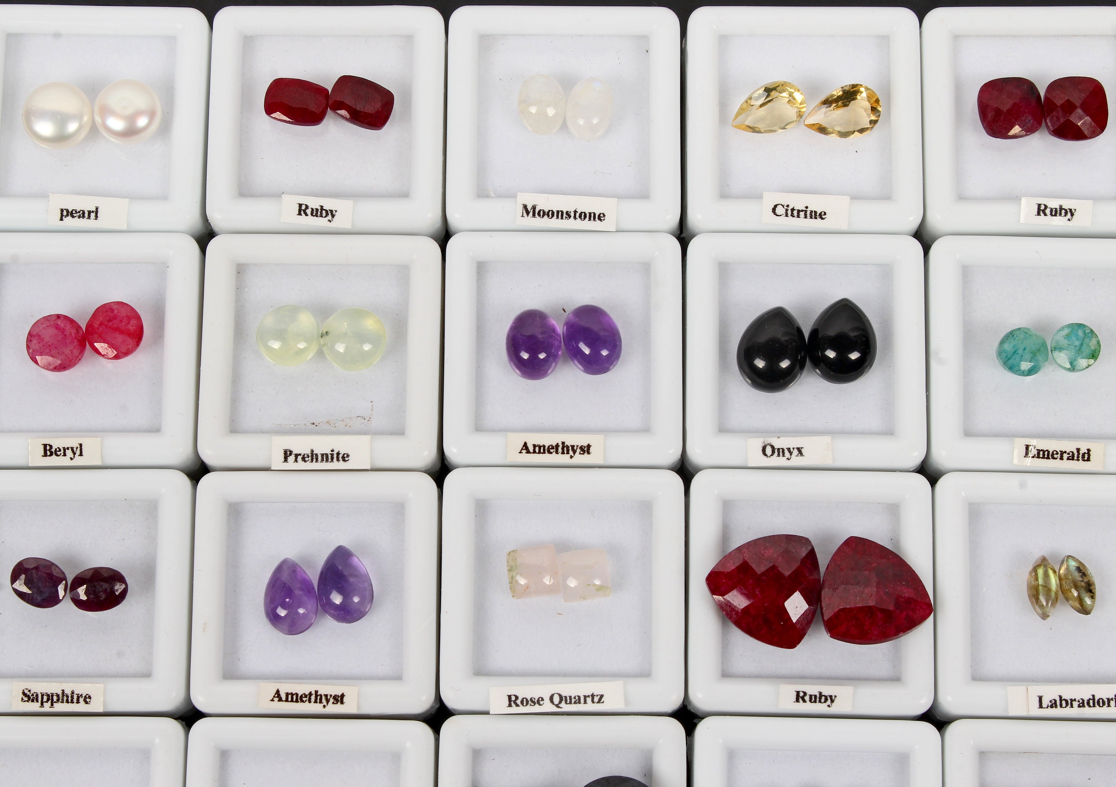 25 Pair Estate Genuine Multi Gems Loose Colorful Jewelry Stones Collection w/Box