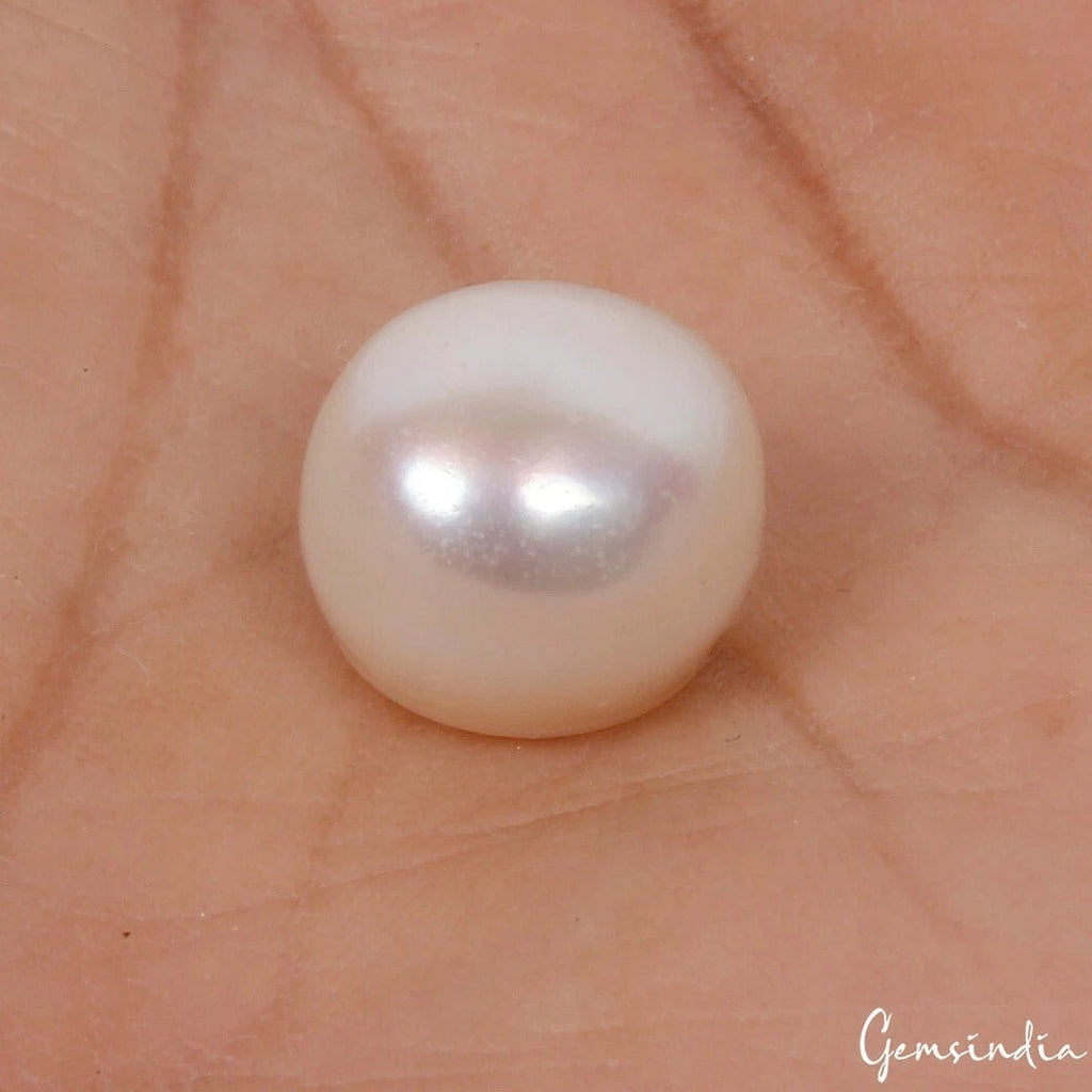14.30 Ct Natural Freshwater White Pearl Round Cab 13x10mm Undrilled Gem For Ring