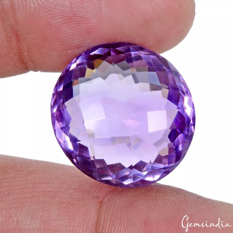 35.60 Cts Natural Untreated Purple Amethyst Oval Checker Cut Huge Gem For Ring