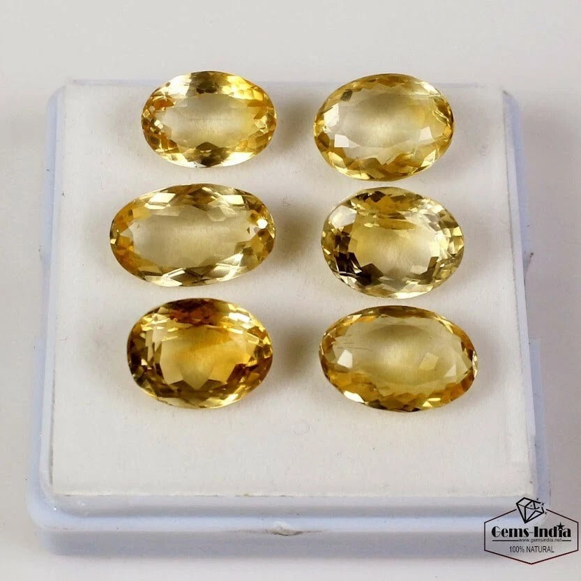 Citrine Lot, Loose Gemstone, Untreated, Yellow — 6 Pieces, 13mm, 44.70 Ct, Brazil