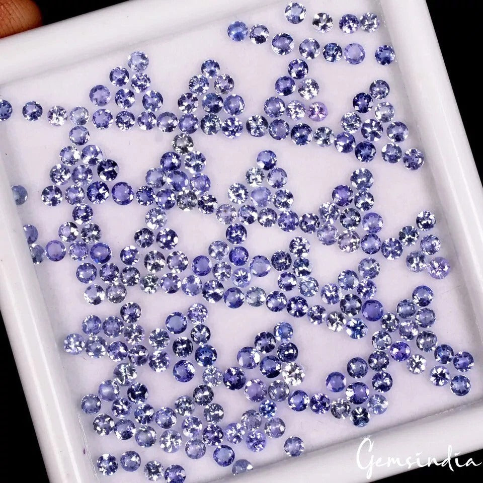 228 Pcs Natural Untreated Tanzanite Round 2.5mm Sparkling Violet Blue Loose Gems