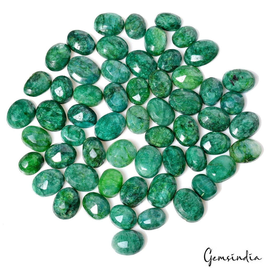 58 Pcs Natural Green Emerald From Brazil Oval Cut Loose 13-21mm Loose Gemstones