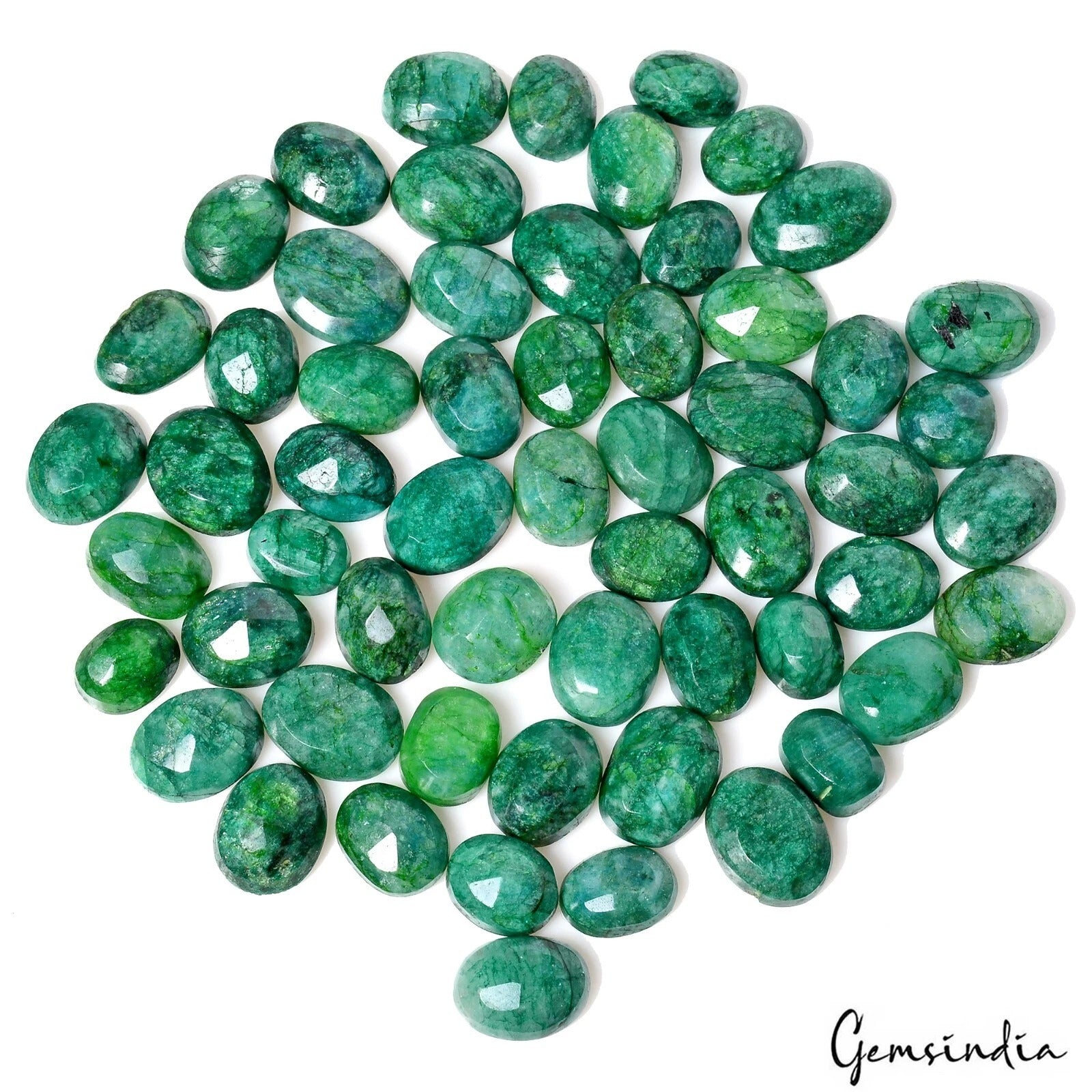 58 Pcs Natural Green Emerald From Brazil Oval Cut Loose 13-21mm Loose Gemstones