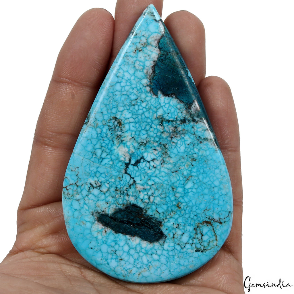 AAA 370CT Blue USA Arizona Turquoise Loose Pear Cabochon Huge Size Gemstone~94mm