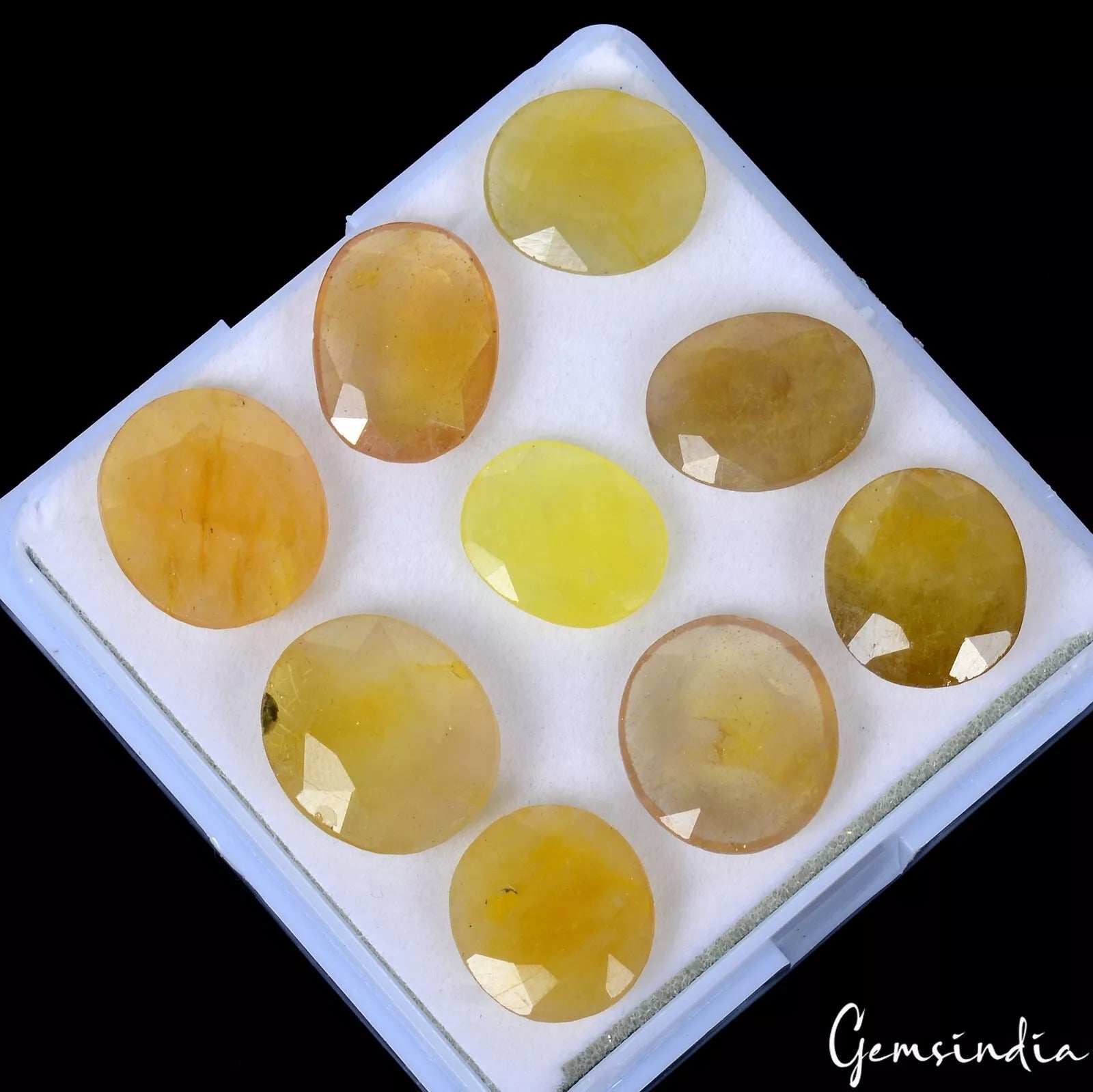 Sapphire Lot, Loose Gemstone, Oval Cut, Yellow — 9 Pieces, 12mm to 14mm, 57.00 Ct, Sri Lanka