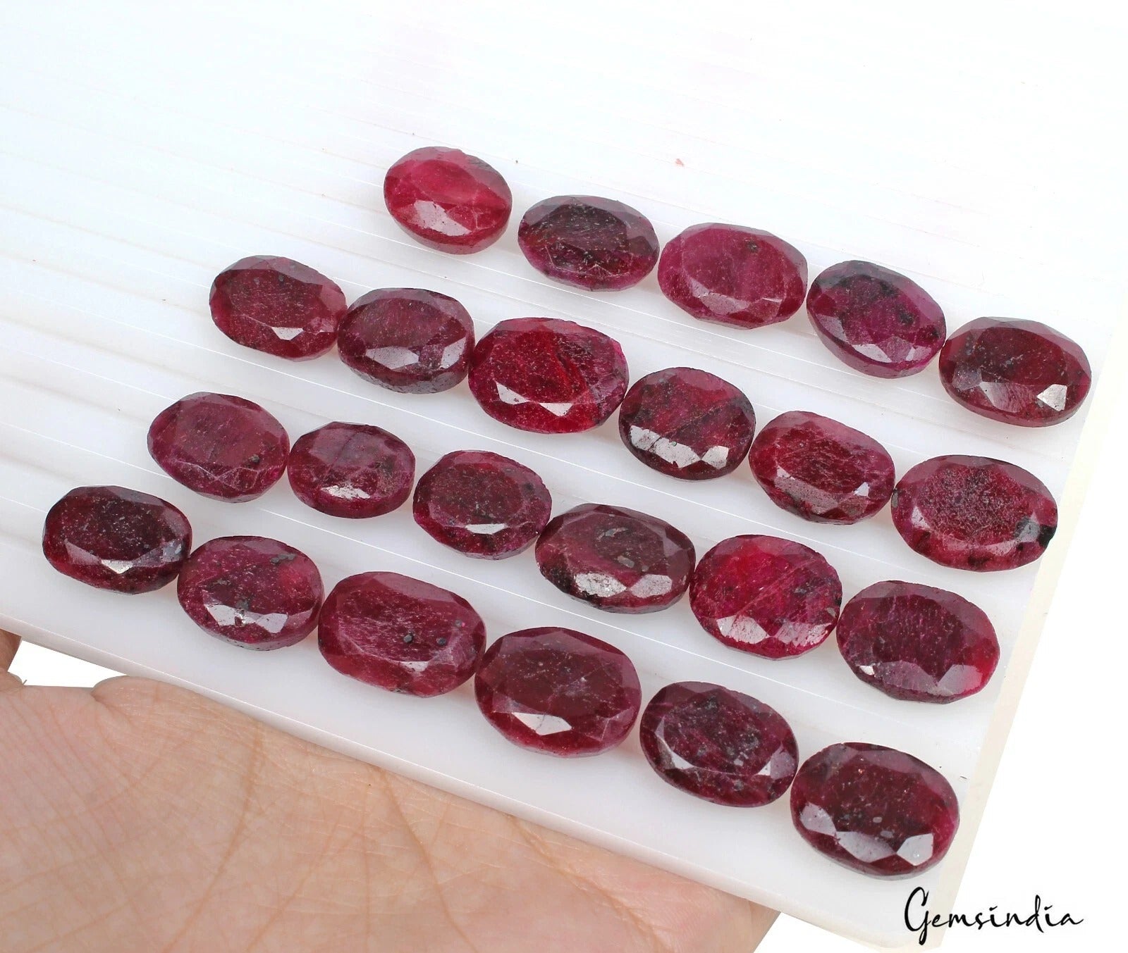 430 Cts/23 Pcs Natural Dark Red Ruby Oval Faceted Cut Loose Gems Lot For Jewelry