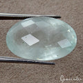 21.40 Cts Natural Untreated Blue Aquamarine Oval Checker Cut Gemstone, Brazil