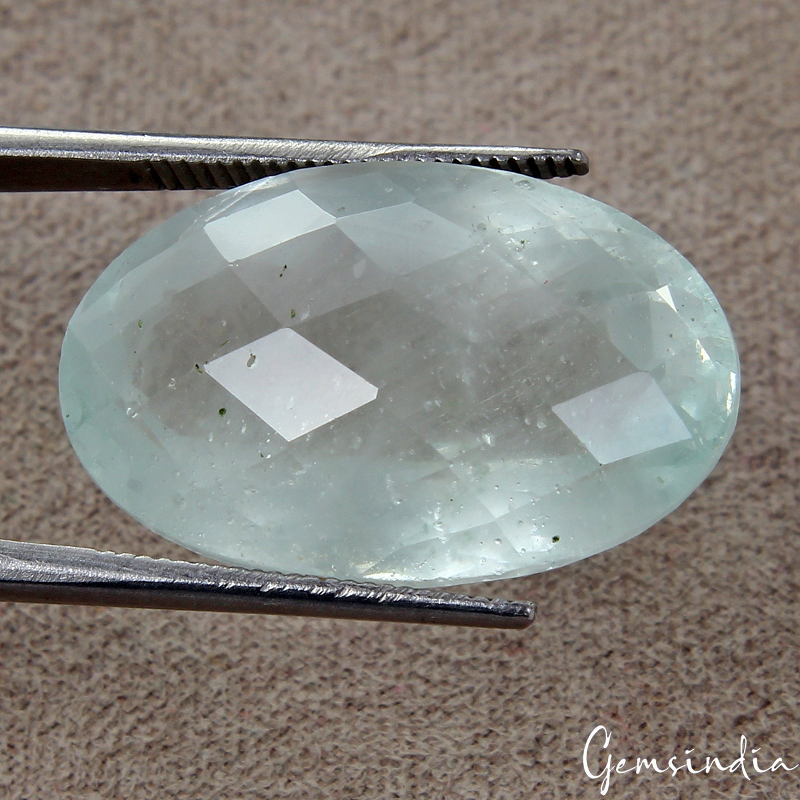 21.40 Cts Natural Untreated Blue Aquamarine Oval Checker Cut Gemstone, Brazil