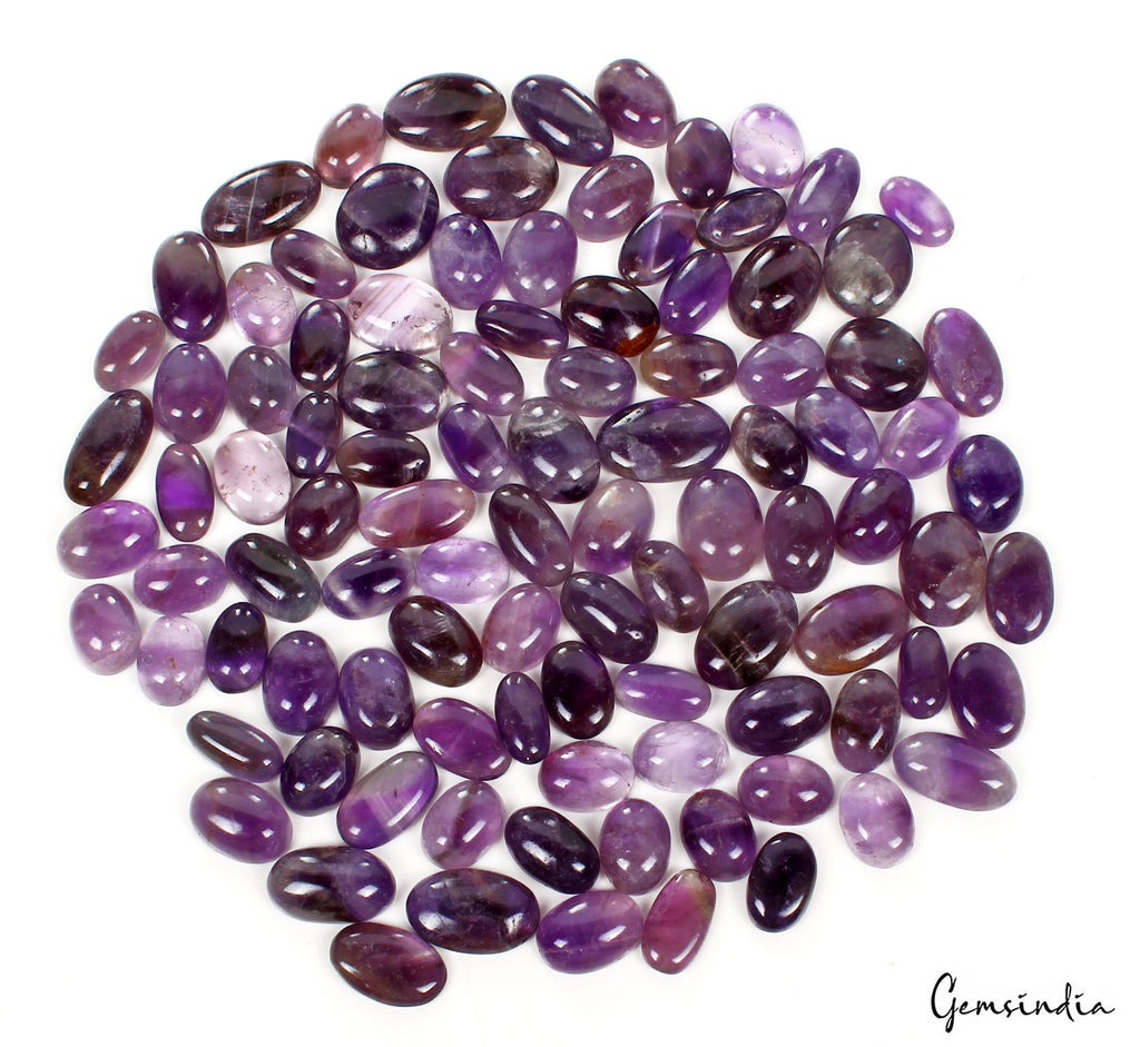 100 Pcs Natural Purple Amethyst Oval Cabochon Loose Gemstone Lot 16-23MM 1150 Ct