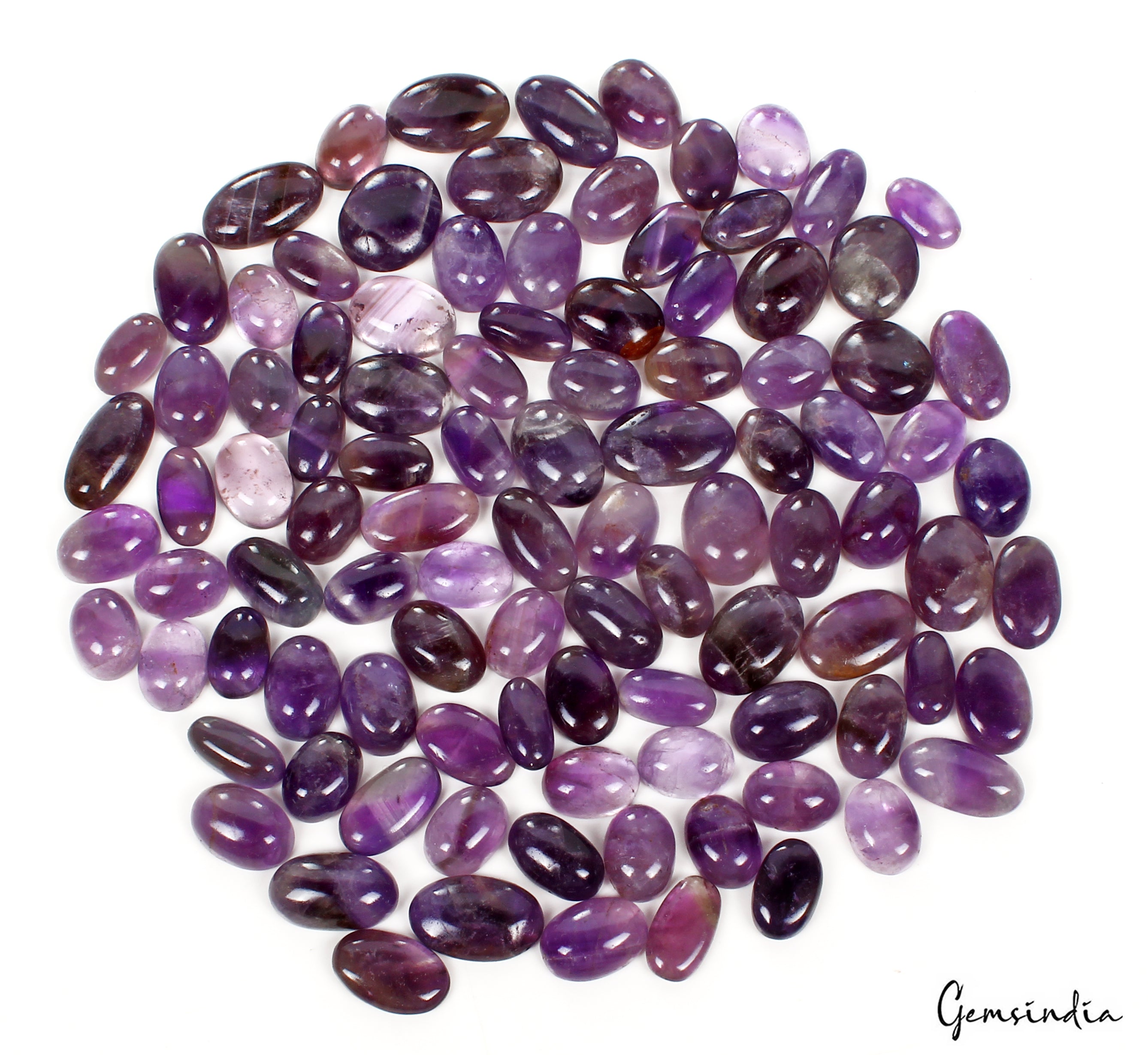 100 Pcs Natural Purple Amethyst Oval Cabochon Loose Gemstone Lot 16-23MM 1150 Ct