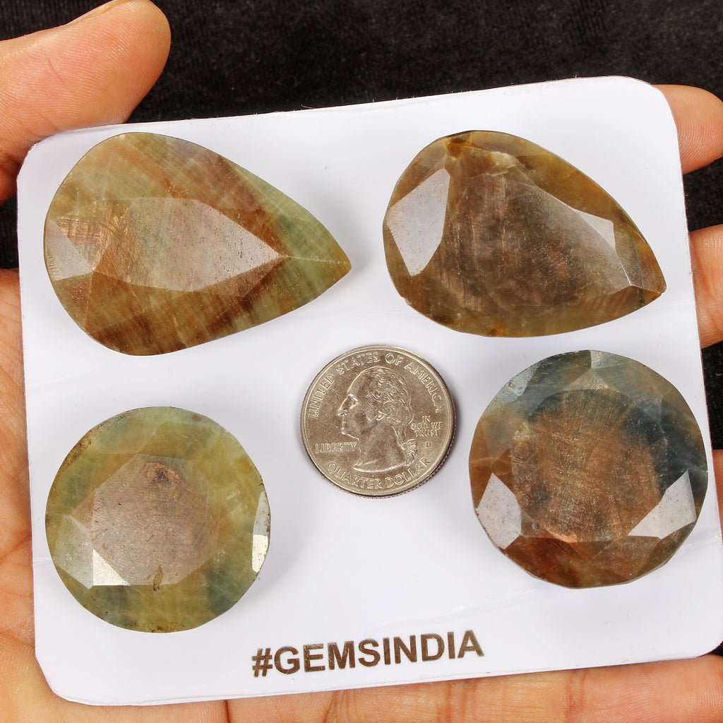 4 Pcs Natural Sapphire 33-47mm Mix Faceted Cut Untreated Loose Gemstones 920 Cts