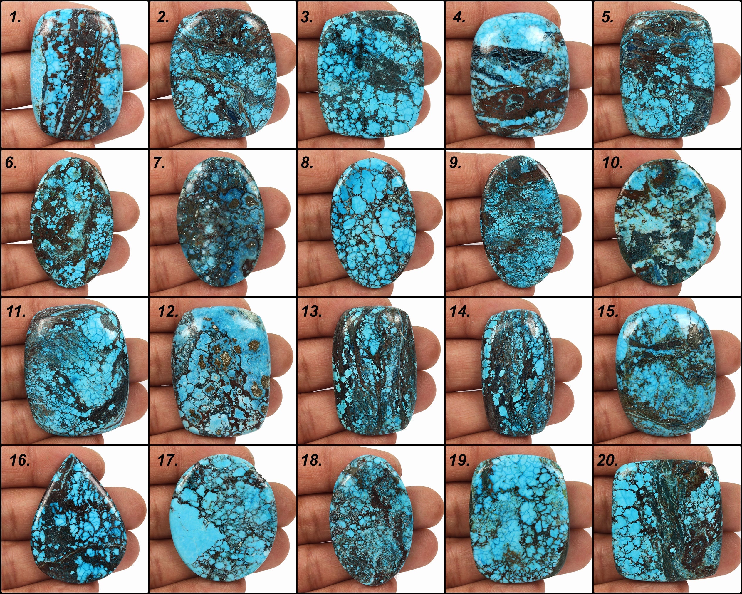 AAA 1900Ct Natural Spiderweb Blue Arizona Turquoise Loose 38-53mm Gemstones~20Pc