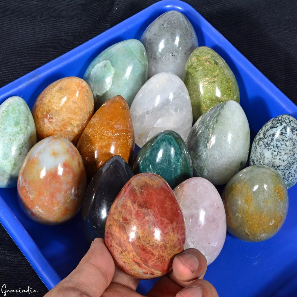 2.7 Kg Natural Untreated Multi Gemstone Egg Healing Crystal Mineral Gems Lot 15P